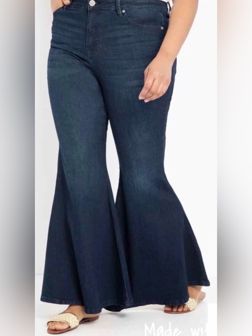 NWT Eloquii Jeans Bell Bottom Flare Leg High Rise Dark Indigo Wash Plus Sz 20